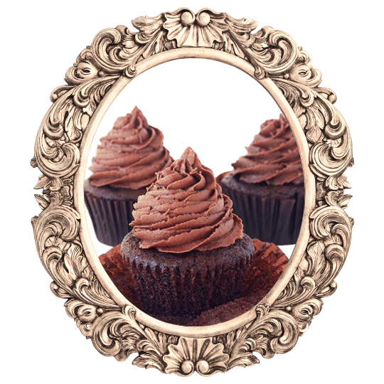 Chocolate cupcakes in an ornate frame