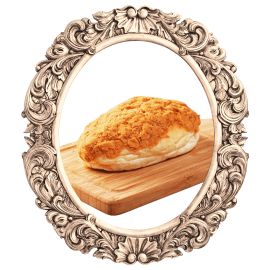 Assorted floss buns in an ornate frame