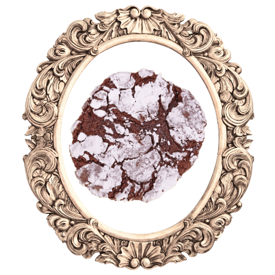 Chocolate crinkles in an ornate frame