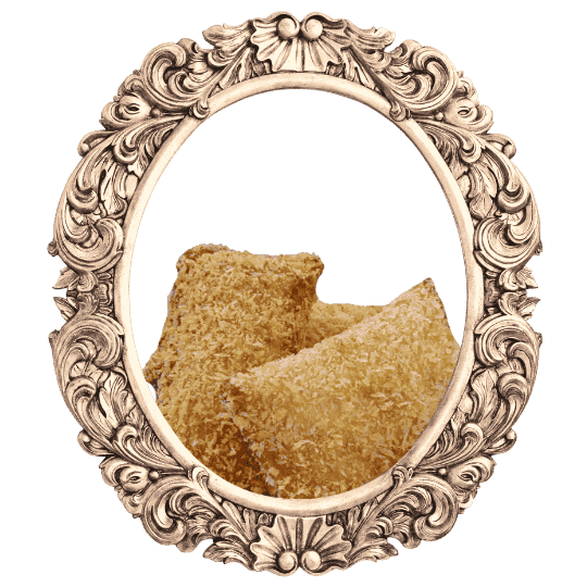 Tuna cheese pie in an ornate frame