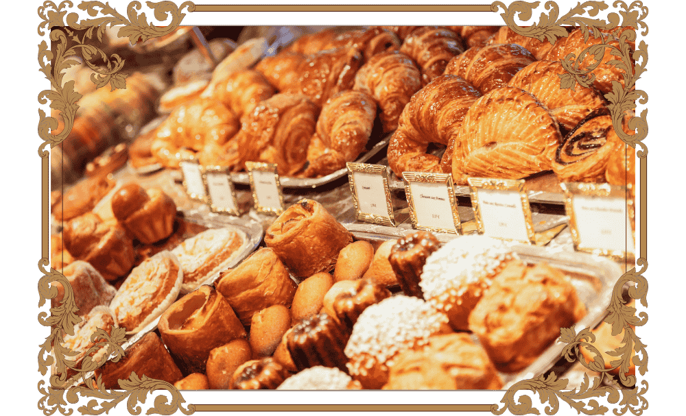 A colorful display of freshly baked breads and pastries